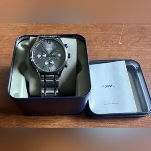 Fossil Gunmetal Gray Fenmore Stainless Steel Watch Men’s/Unisex